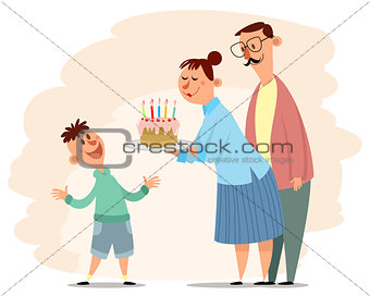 Parents congratulate son's birthday