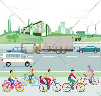 Traffic and environment, illustration