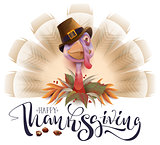 Live fun turkey bird Thanksgiving Day poster. Happy Thanksgiving text greeting card