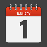 January 1 Calendar Daily Icon. Vector Illustration Emblem. Eleme