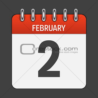 February 2 Calendar Daily Icon. Vector Illustration Emblem. Elem