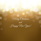 Christmas Card With Golden Background