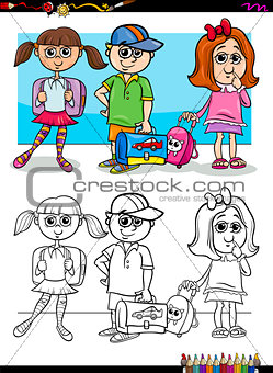 children pupil characters coloring book