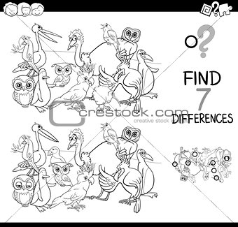 find differences with birds coloring book