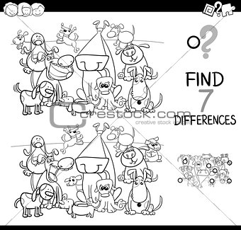 find differences with dogs coloring book