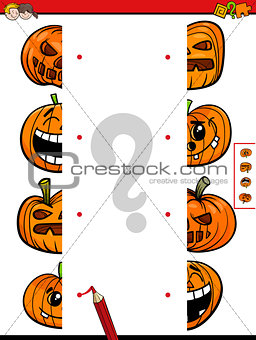 match halves game of halloween pumpkins