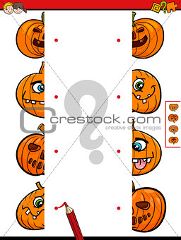join halves game of halloween pumpkins