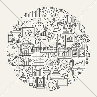 Business Diagram Line Icons Circle