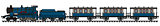 Vintage blue steam passenger train