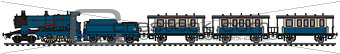 Vintage blue steam passenger train