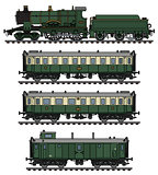 Vintage green steam train