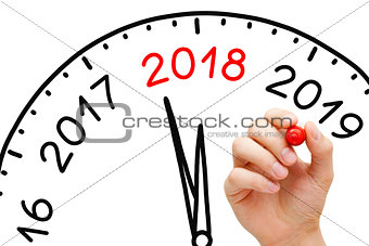 New Year 2018 Clock Concept