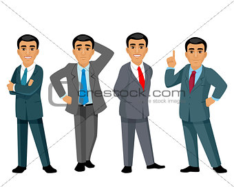 Four businessmen on white background