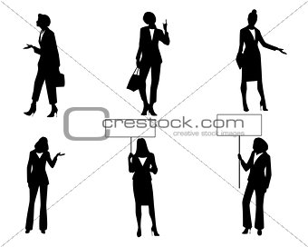 Six businesswomen in action
