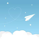 Paper airplane background with heart