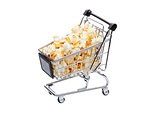Popcorn salty sweet snack in shopping cart