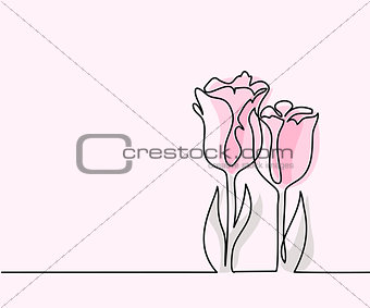 Drawing of beautiful tulips flower