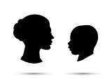 Child and mother silhouette