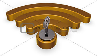wifi symbol with keyhole - 3d rendering