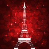 eiffel tower and hearts