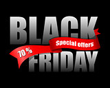 Inscription Black Friday with red ribbon