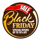 Label Black Friday with red ribbon