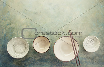 Empty ceramic bowls
