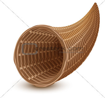 Brown wicker empty cornucopia basket