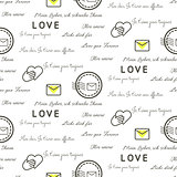 Love letters seamless vector pattern on white. Romantic valentine wrap paper design.