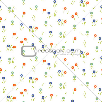 Small flowers line floral tender pattern seamless vector.