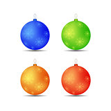 set of Christmas toys balls snowflakes in different colors