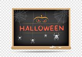 blackboard Halloween spider pumpkin