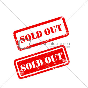 SOLD OUT stamp sign text red.