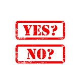YES NO stamp sign text red.