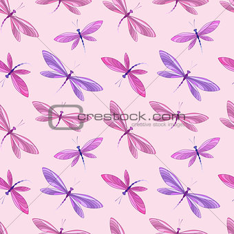 Seamless pattern of dragonfly