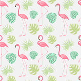 Seamless pattern of a pink flamingo