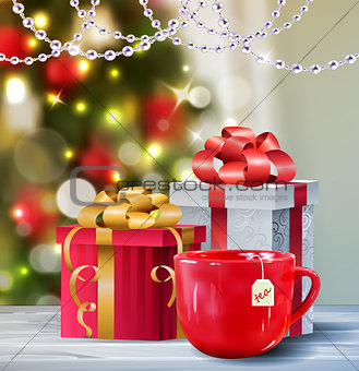 Background with Christmas tea