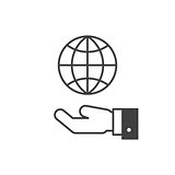 Hand hold globe icon