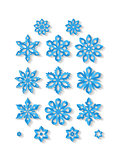 Set of carved snowflakes isolated on white background.