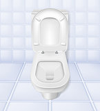 Realistic toilet mockup closeup, white toilet in 3d illustration isolated on white background. Vector illustration