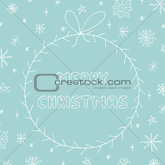 Hand drawn greeting card in doodle style. Christmas frame