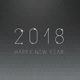 Happy new 2018 year minimalistic card - blur background. Numbers with glowing lights effect.