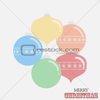 Christmas drawing style baubles and text on white