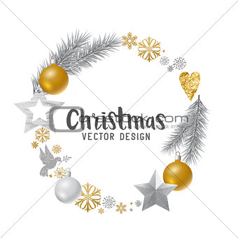 Silver and gold decorated Christmas Wreath