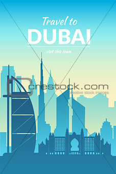 Famous city scape and text.