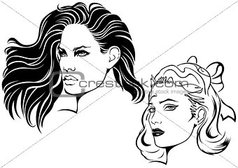 Two Sketches of Female Face