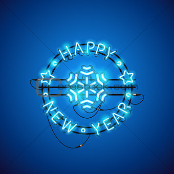 Happy New Year Blue Neon Sign