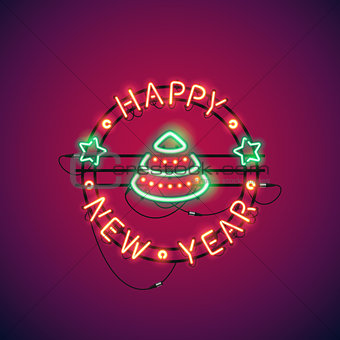 Happy New Year Colorful Neon Sign