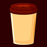 Picture of a beige coffee cup with a lid on a black background