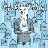 Vector illustration of bear on Black Friday